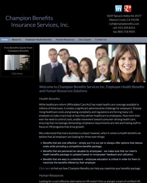 Champion Benefits Insurance website image and link