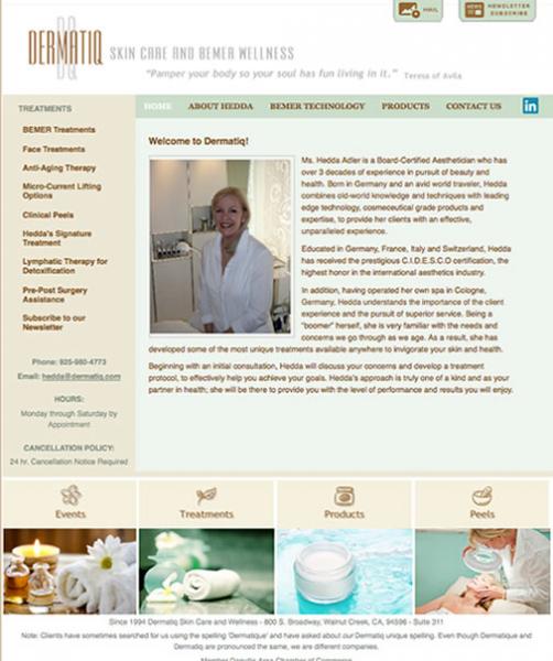 Dermatiq Spa Website image  and link