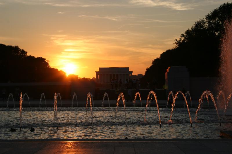 Sunset Over the Lincoln Memorial Washington DC 2005	