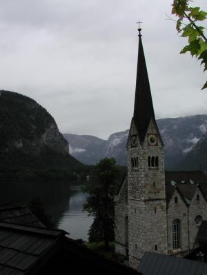 Church on Lake Halstadt Austria 2004 